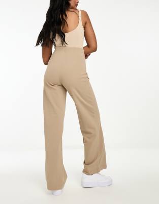 Vero Moda pin tuck wide leg pants in beige