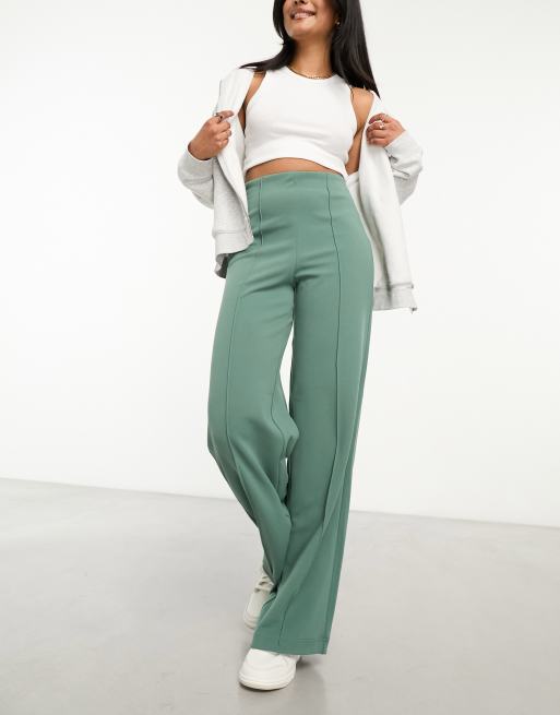 Vero Moda pin tuck wide leg pants in forest green