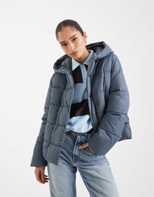 Vero Moda - Piumino corto color grigio tempesta con zip nascosta