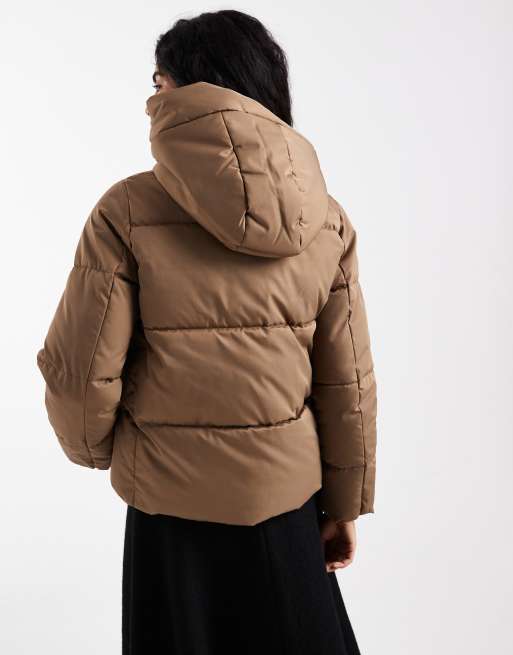 Vero Moda - Piumino taglio corto marrone cucciolo con zip nascosta, 4 di 4