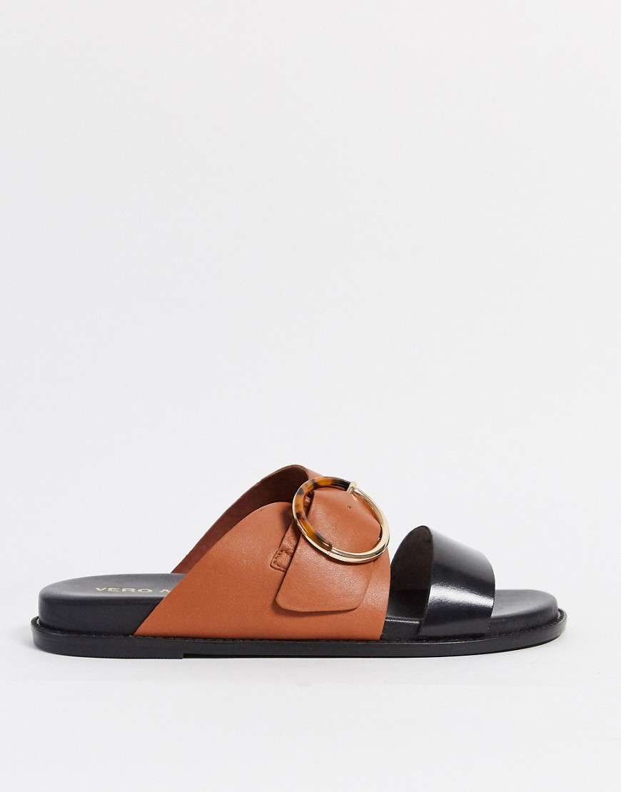 Vero Moda - Platte sandalen met kleurvakken-Bruin