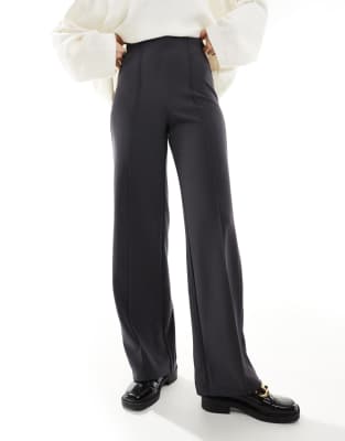 Vero Moda Aware Tie Waist Pleat Front Wide Leg Pants In Gray