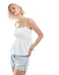 [Vero Moda] Vero Moda pleated bust detail tie shoulder cami top in white M White