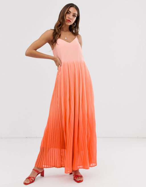 roman satellit Frastødende Vero Moda pleated cami maxi dress in dip dye | ASOS