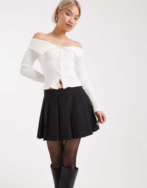 Vero Moda pleated mini skirt in dark gray check print - view 1