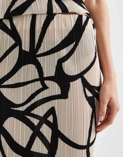 Vero Moda plisse maxi skirt in mono abstract print (Part of a set), 3 of 5