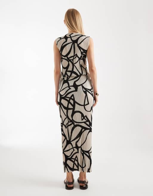 Vero Moda plisse maxi skirt in mono abstract print (Part of a set), 5 of 5