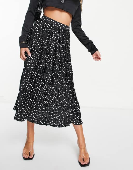 Vero Moda Pliss midirok met zwarte en witte stippen ASOS