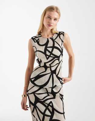 Vero Moda Plissé Sleeveless Top In Neutral