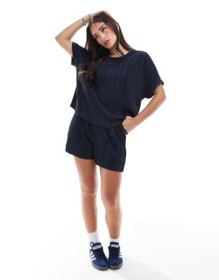 Vero Moda Plisse T-shirt In Blue