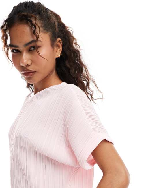 Vero Moda plisse t-shirt in pink (part of a set), 3 of 4