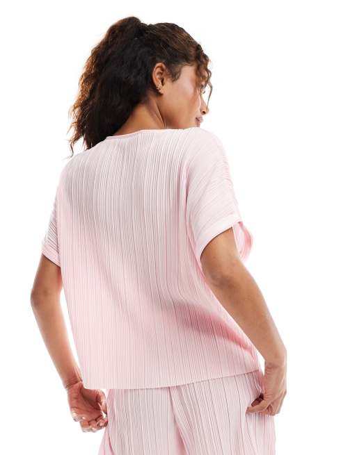 Vero Moda plisse t-shirt in pink (part of a set), 4 of 4