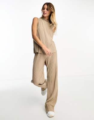 Vero Moda - Plissee-Hose in Steinbeige, Kombiteil-Neutral