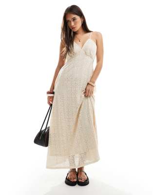 Vero Moda Plunge Front Lace Maxi Dress In White