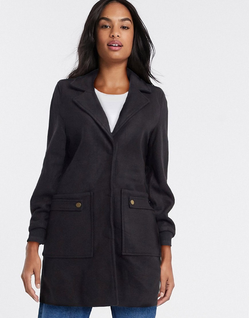 Vero Moda pocket detail coat in black