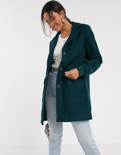 Vero Moda pocket detail coat in green