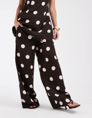 Vero Moda Polka Dot High Rise Pants In Black