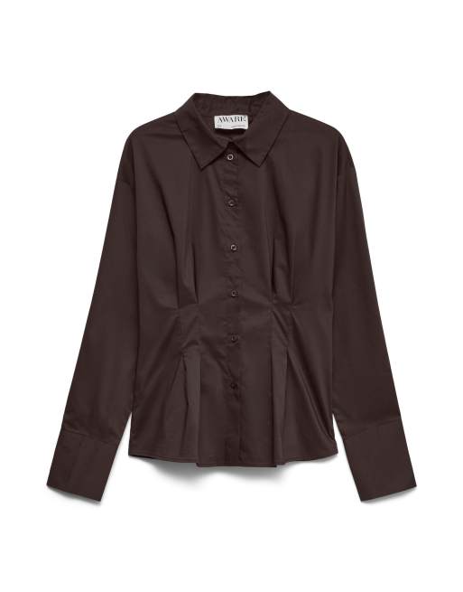 Vero Moda Poplin shirt in chocolate torte, 4 of 4
