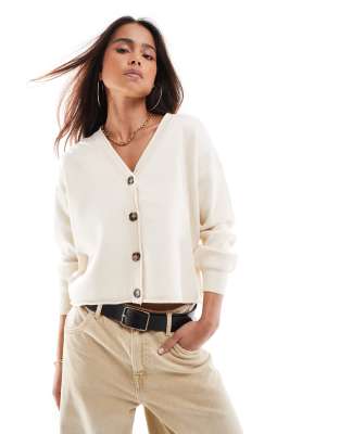 premium buttondown cardigan in birch-White