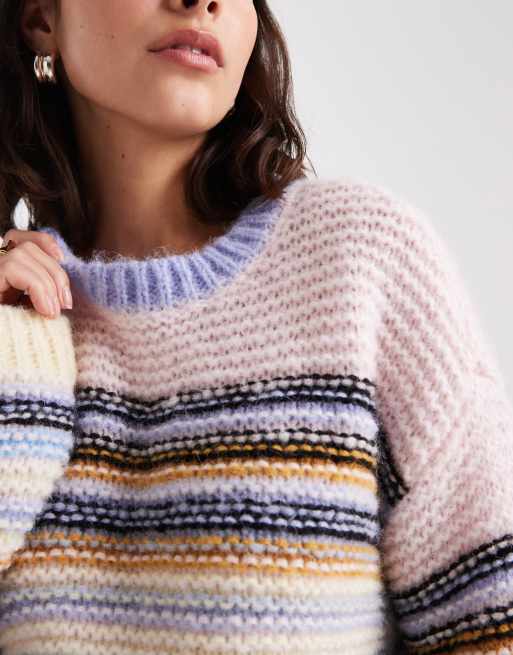 Vero Moda premium knit sweater in pastel stripe, 4 of 4