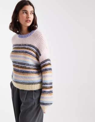 Vero Moda - Premium - Strickpullover mit Streifen in Pastellfarben-Lila