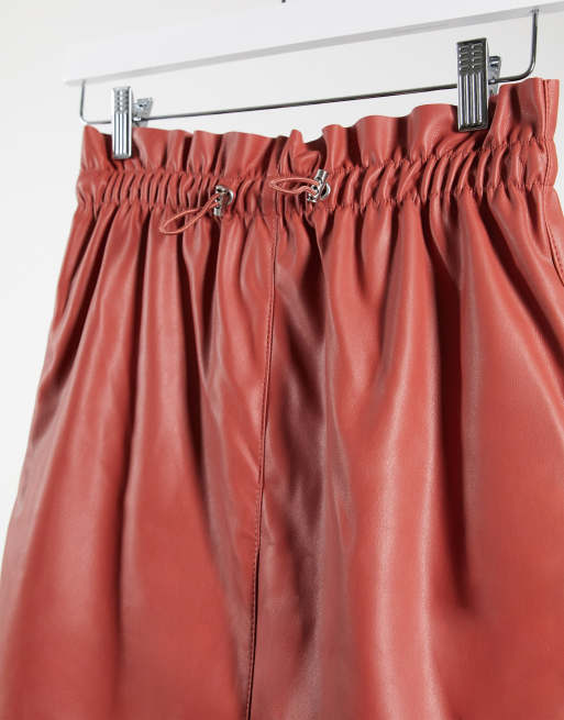 Vero moda discount red leather skirt