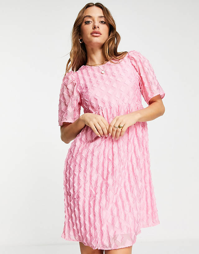 Vero Moda - puff sleeve mini dress in pink print
