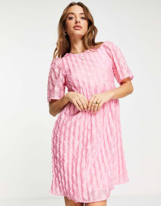 Vero Moda puff sleeve mini dress in pink print