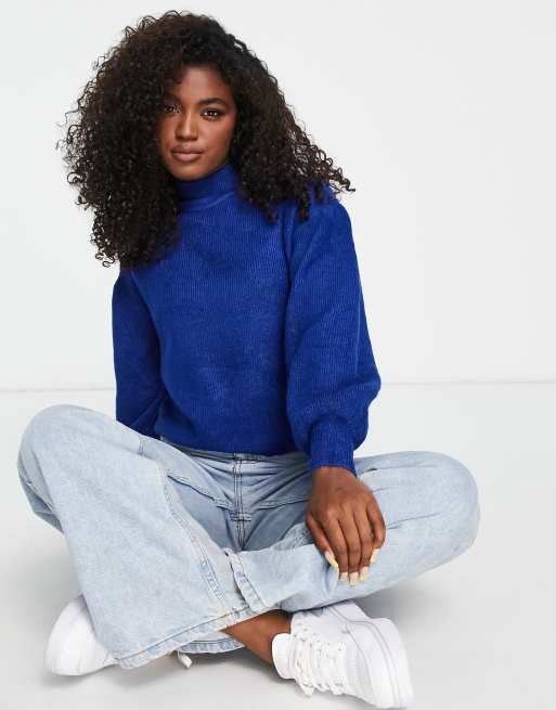 Vero Moda puff sleeve sweater in bright blue | ASOS