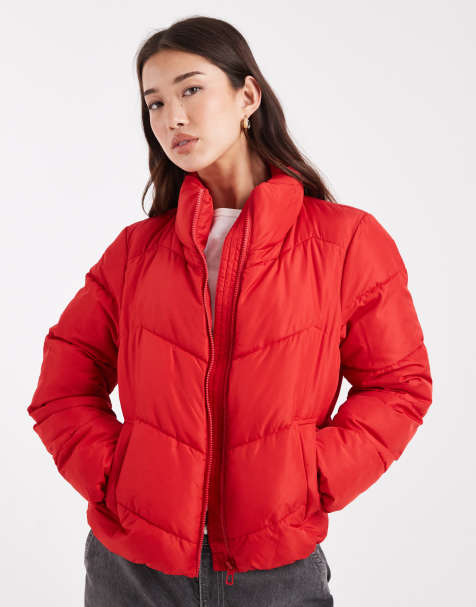 Vero Moda puffer jacket in ribbon red