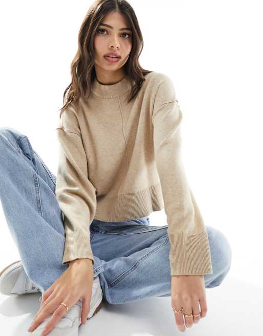 Vero Moda - Pull à surpiqûres - Beige