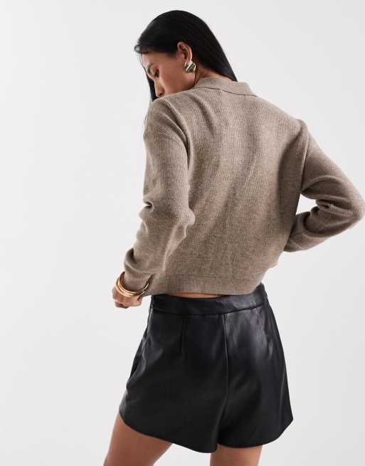 Vero Moda - Pull avec col polo boutonné - Vison, 4 de 4