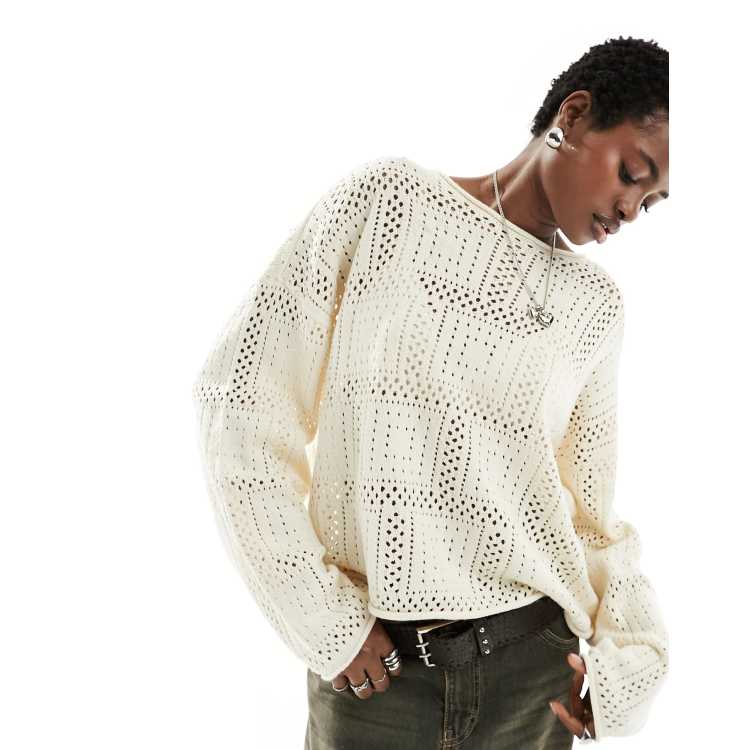 Vero Moda Pull effet patchwork en maille au crochet Beige ASOS