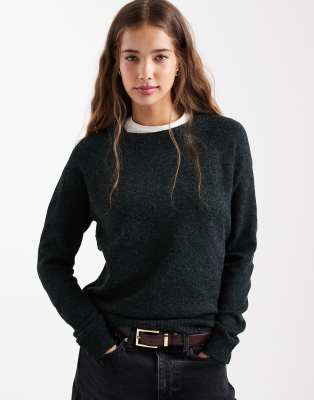 Pull en maille à col rond - Vert pin S