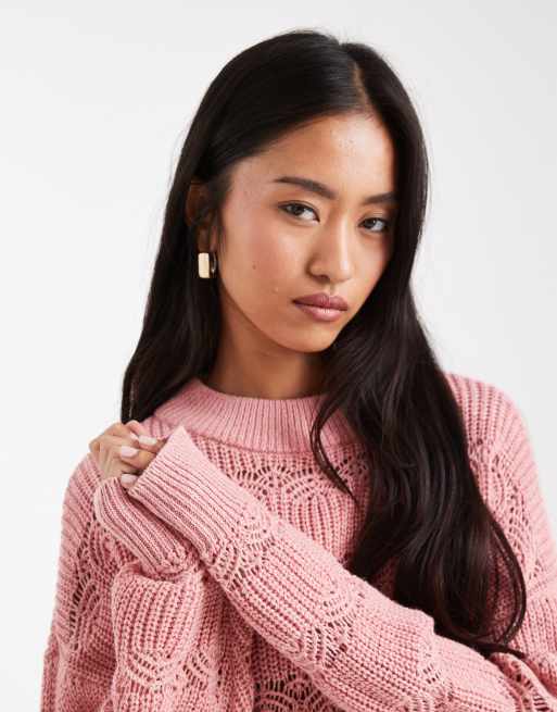 Vero Moda - Pull en maille ajourée - Rose, 3 de 4