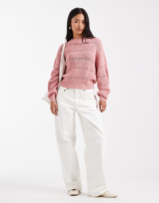Vero Moda - Pull en maille ajourée - Rose, 4 de 4