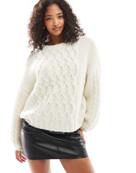 Vero Moda - Pull en maille épaisse torsadée - Crème - view 1