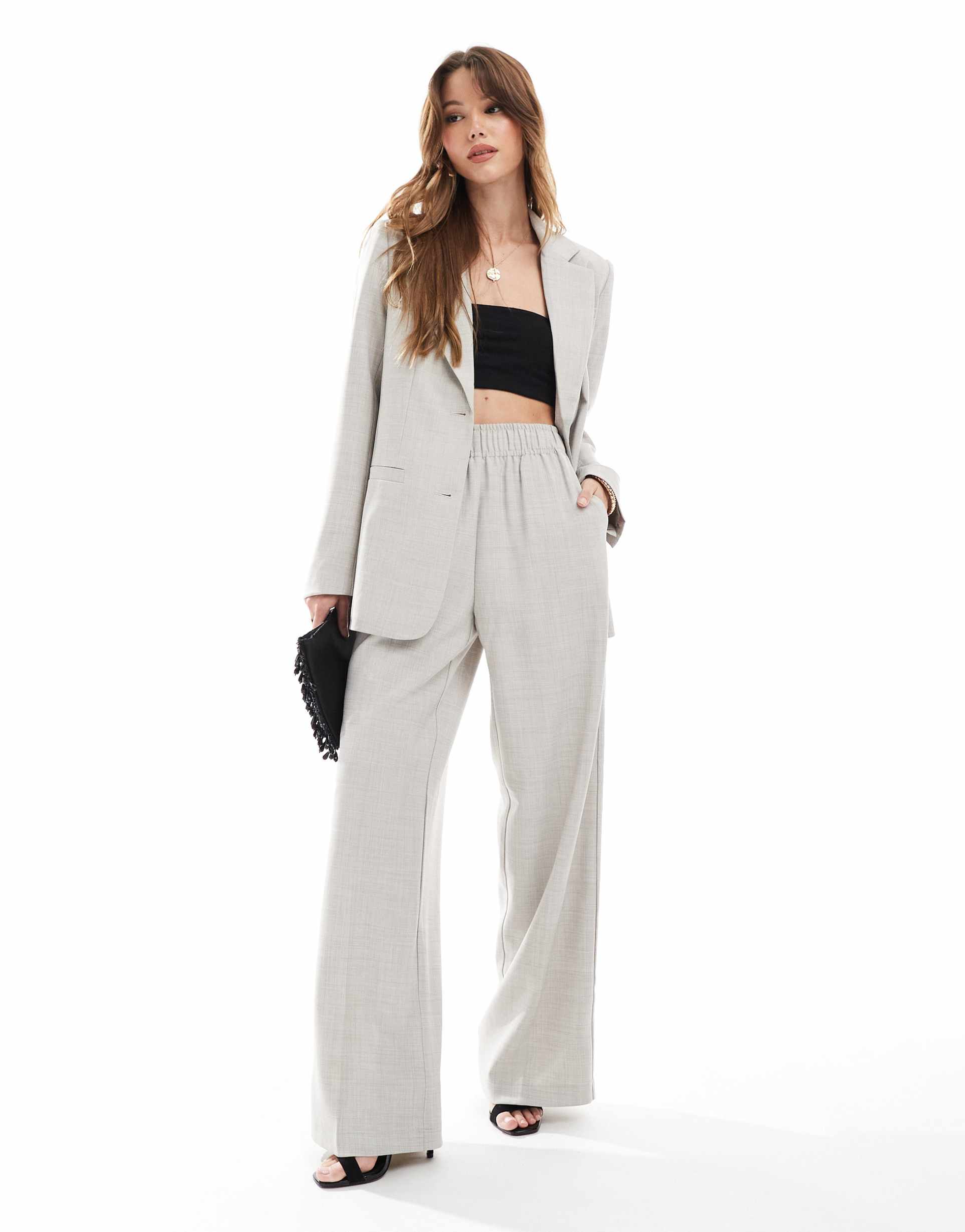 vero moda pull-on pants in blue gray