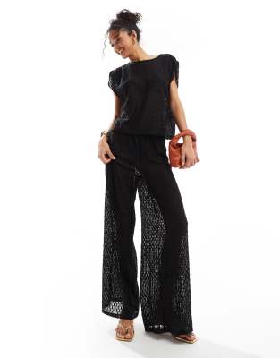 Shop Vero Moda pull on sheer textured trouser co ord Online – Trendy & Affordable Fashion