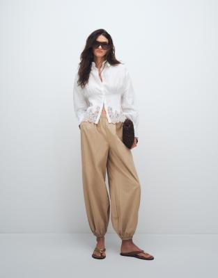 Vero Moda Pull On Voluminous Balloon Leg Pants In Brown