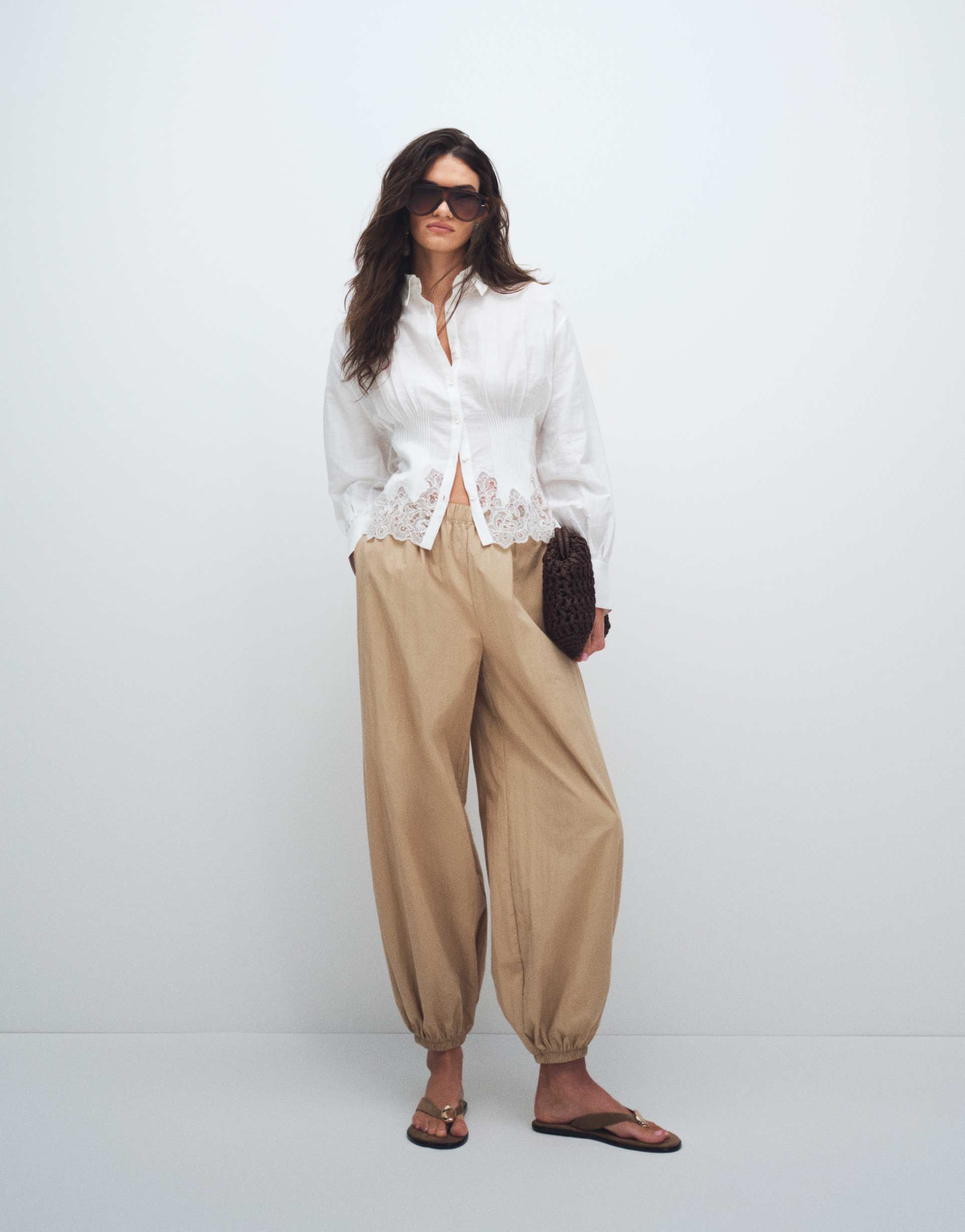 vero moda pull on voluminous balloon leg pants in cream