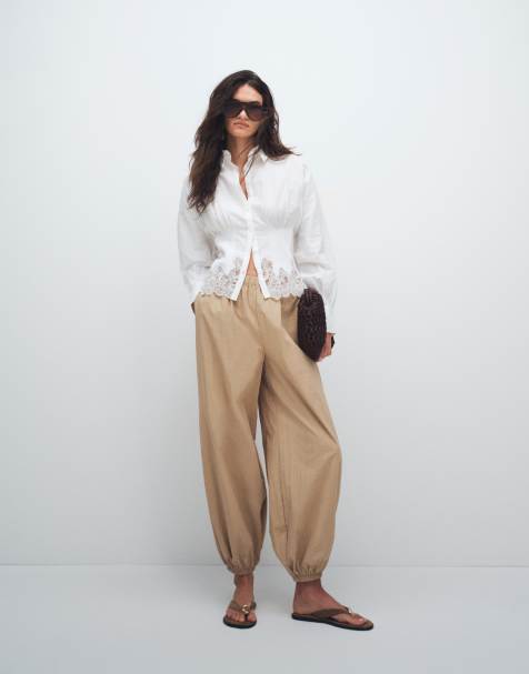 Vero Moda pull on voluminous balloon leg trouser in cream - view 1