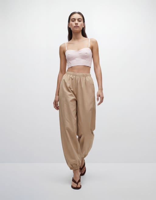 Vero Moda pull on voluminous balloon leg trouser in cream, 10 of 12