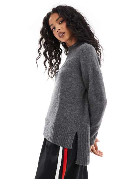 Vero Moda - Pull oversize à col montant - Gris moyen chiné - view 1