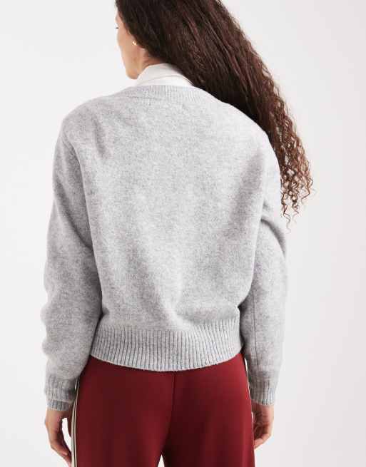 Vero Moda - Pull oversize doux à col V - Gris chiné, 3 de 4