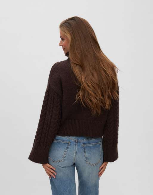 Vero Moda pullover lavorato a maglia color cioccolato, 2 di 6