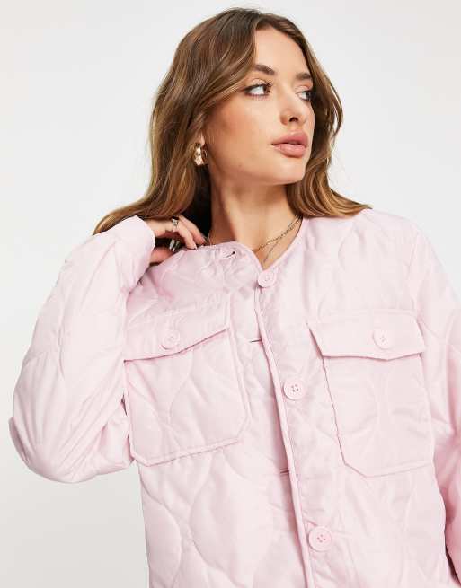 Light pink hot sale quilted jacket