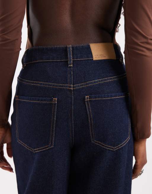 Vero Moda - Rae - Jean large effet usé foncé avec taille croisée, 4 de 5