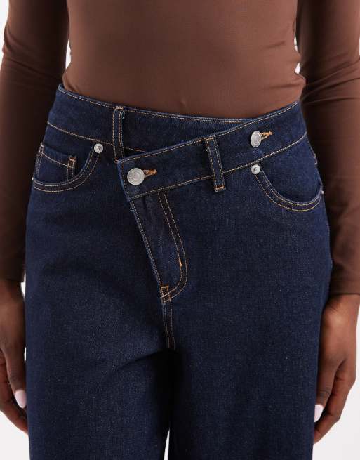 Vero Moda - Rae - Jean large effet usé foncé avec taille croisée, 5 de 5