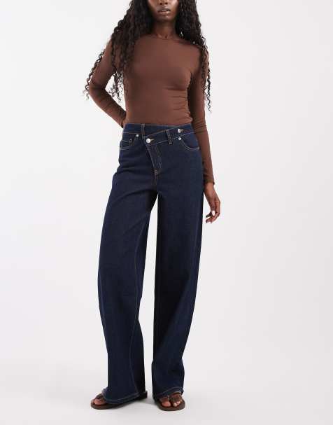 Vero Moda Rae Wide-Leg-Jeans mit Wickelbund in dunkler Waschung - view 1